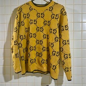Gucci Yellow and Black Logo Crewneck Sweater